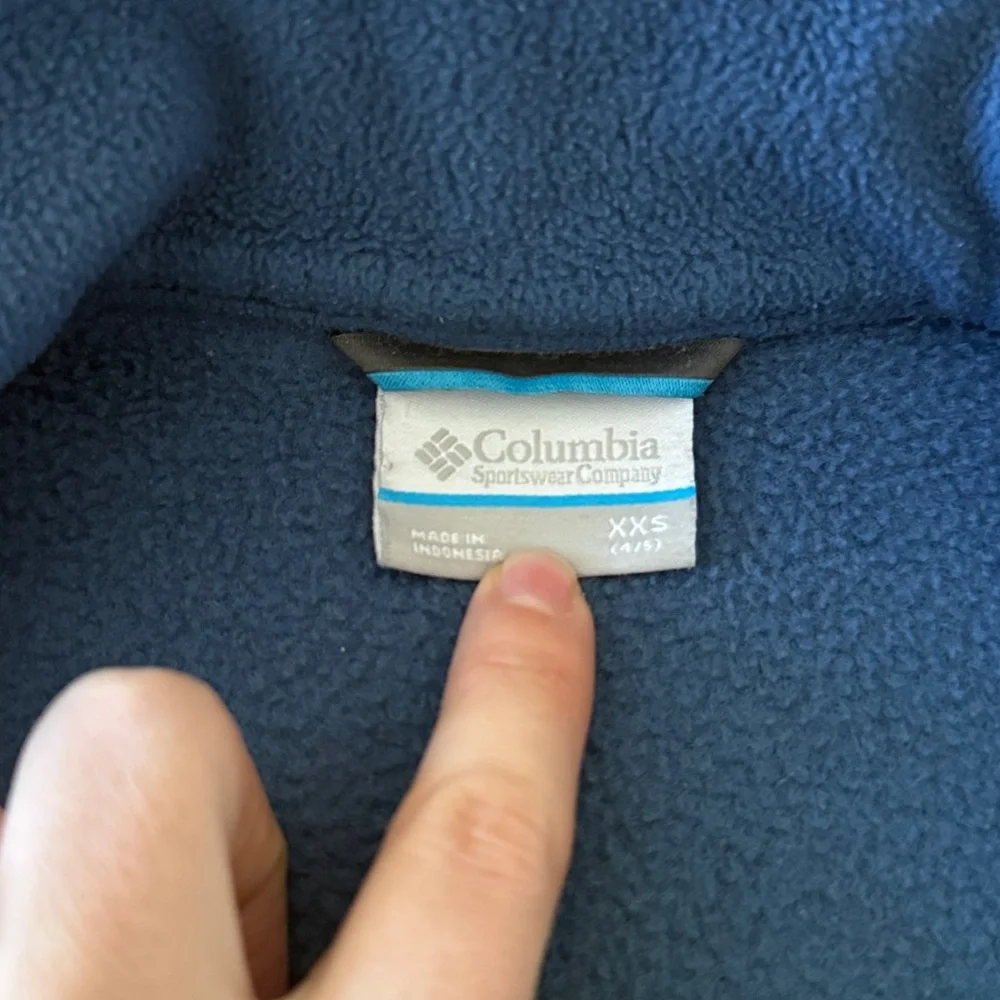 Columbia Two-Tone Blue and Green Fleece Jacket XXS 4-5 - Picture 4 of 8